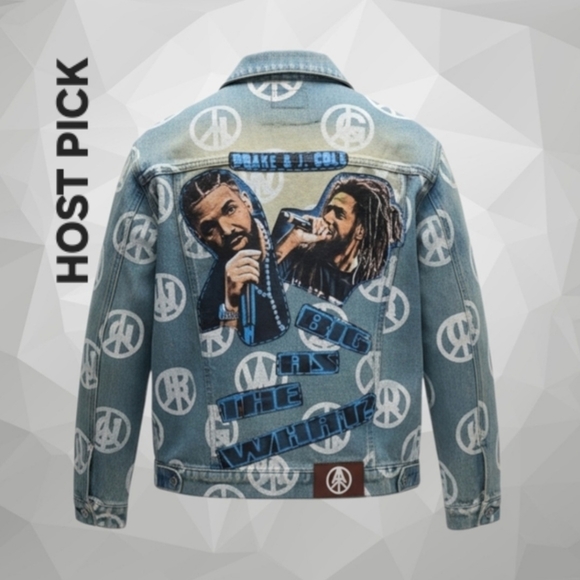 Upcycled Jackets & Blazers - Unisex Drake & J. Cole Upcycled Denim Jacket -- HOST PICK